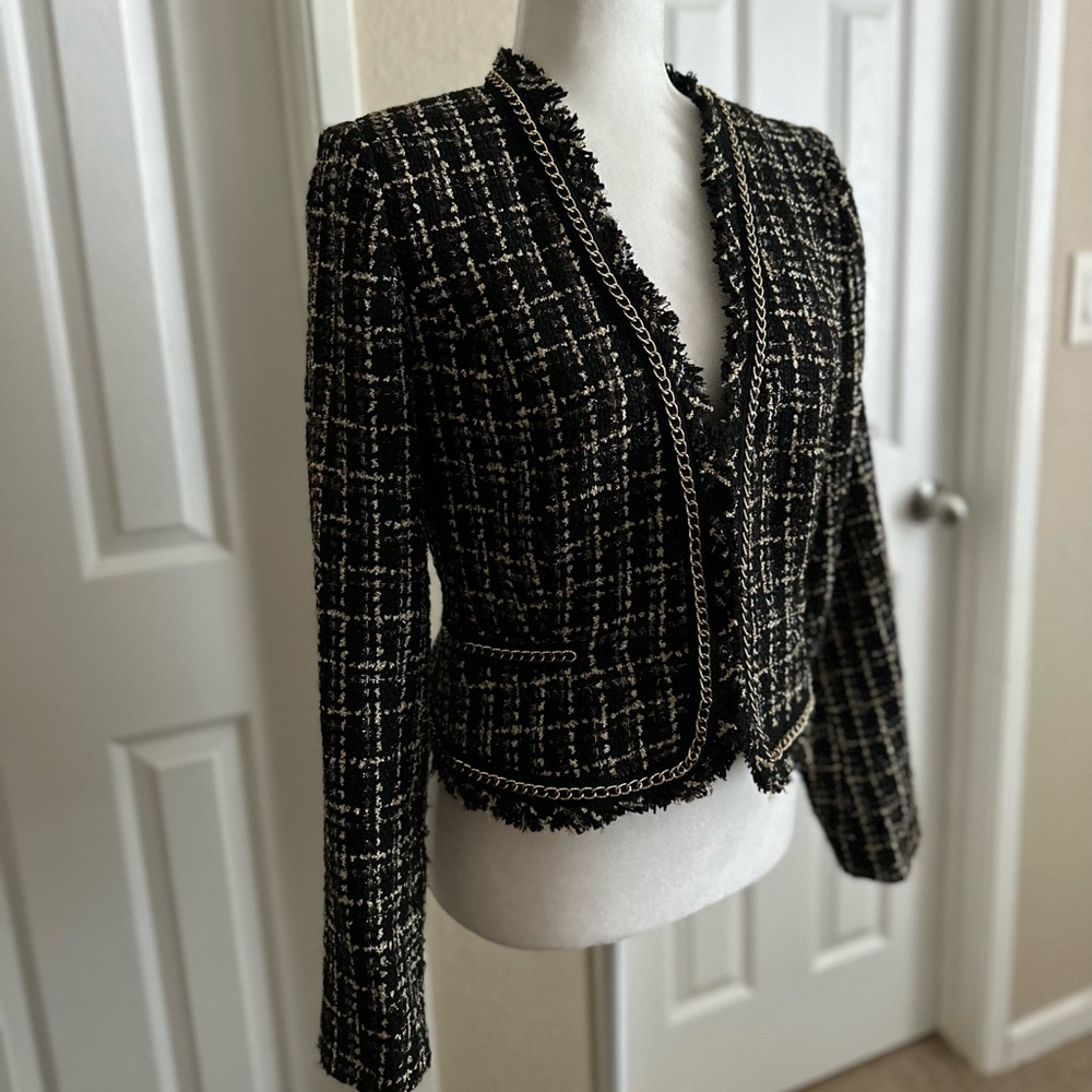 Windsor Tweed Black Gold Chain Blazer Size: Large